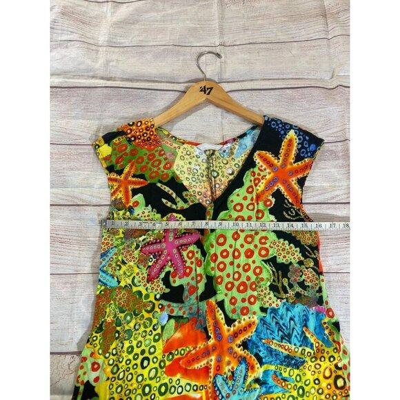 Jams World Women's Starfish Multi Color Sleeveless Sun Dress - Small - Picture 7 of 12